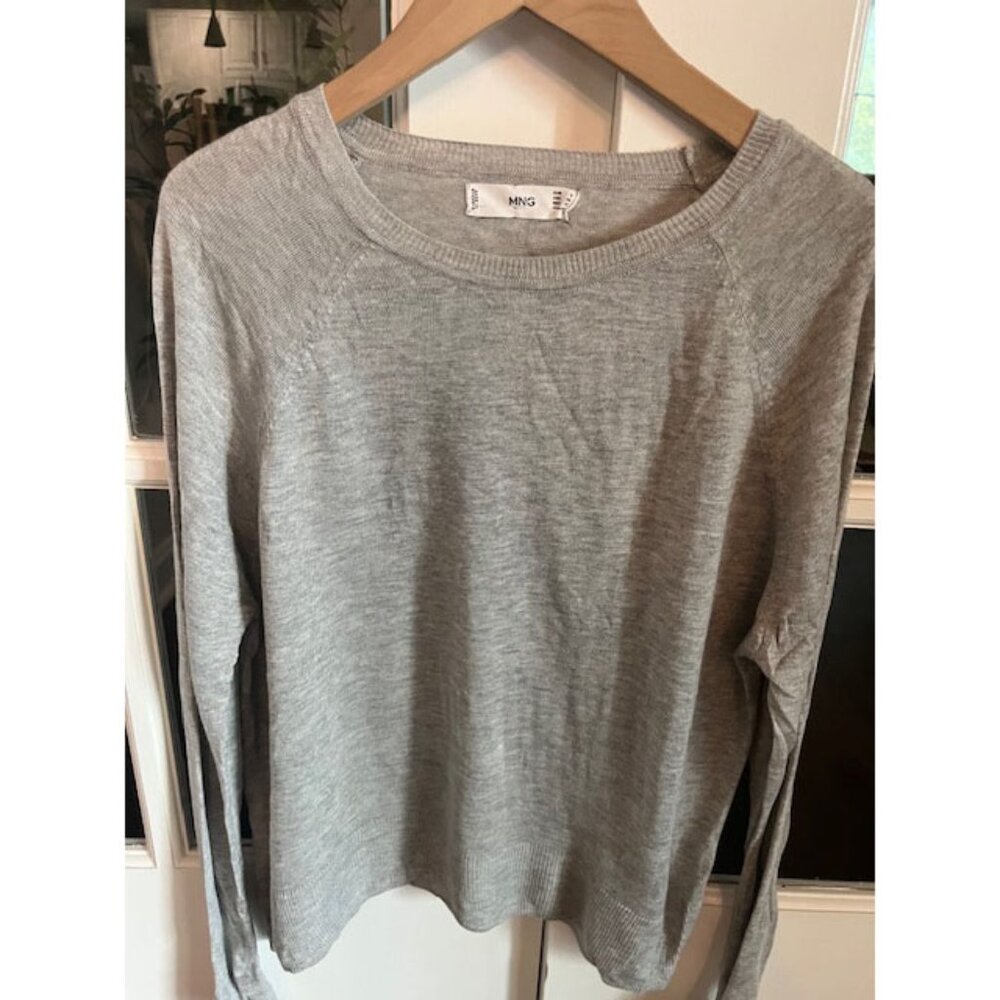 MANGO Basics Lightweight Heather Gray Knit Size XS